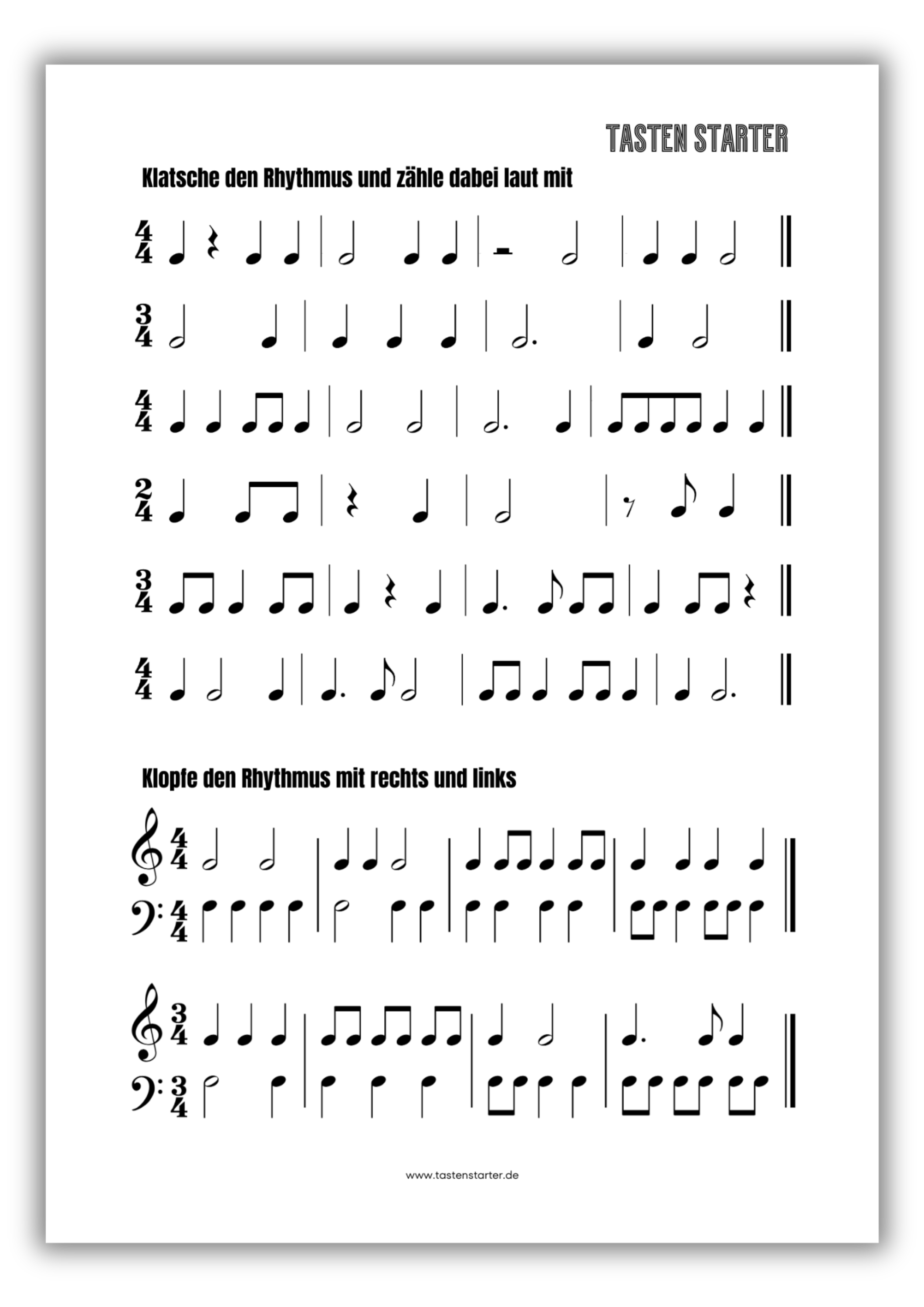 Rhythmus klatschen und klopfen - Tasten Starter